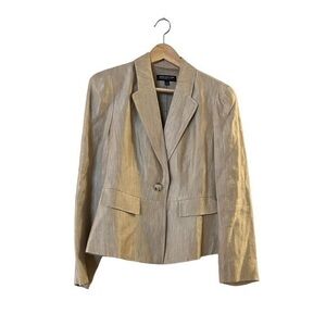NWT Jones New York Collection “St. Tropez” tailored lined tan linen blend blazer